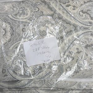 pottery barn set of two McKenna paisley curtains taupe light filtering 50x96”